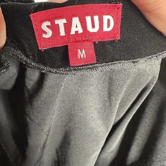 NWT Staud Vivienne Velvet Crop Tank Top V Neck Women's Black Size Medium - Picture 9 of 9